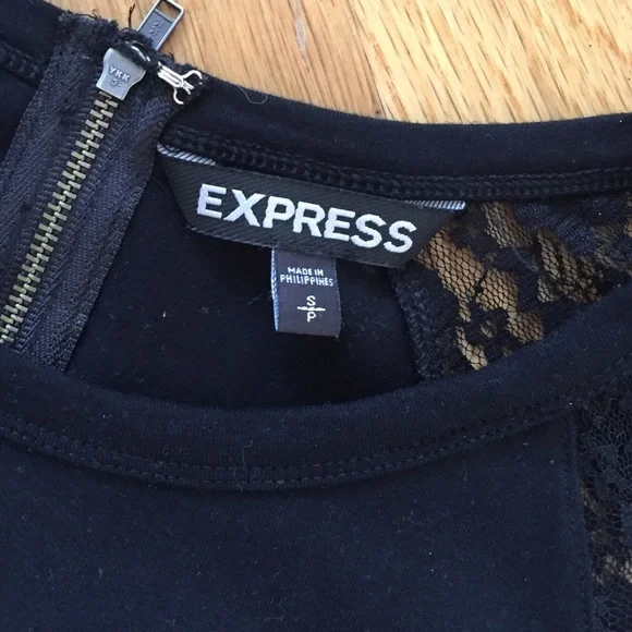 Express Lace Sleeved Black Dress Sz S - Picture 2 of 5